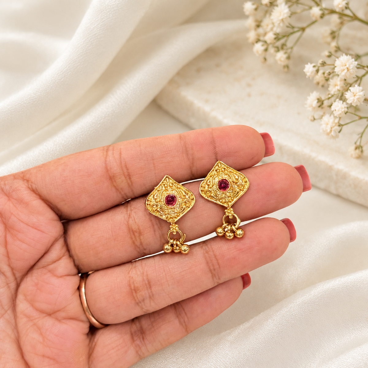 Akshara Long Mangalsutra with pendant & earrings - 36 inch