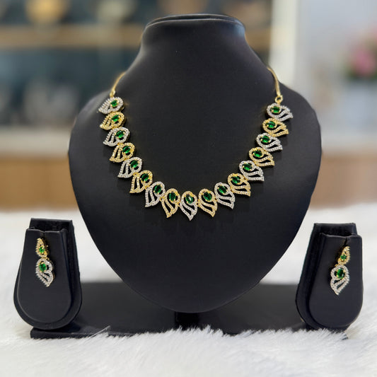 Naira AD Necklace - Green