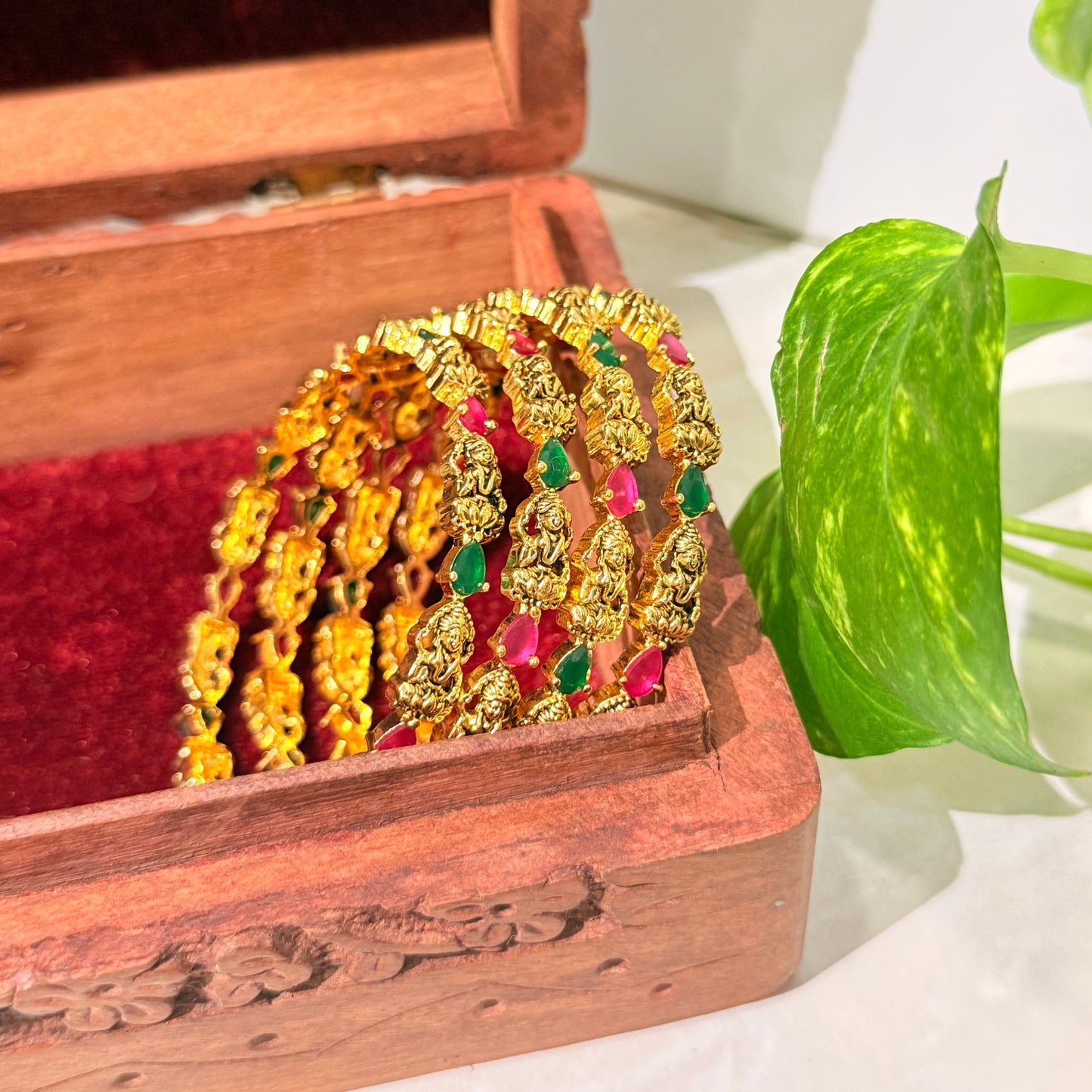 Lakshmi Drop Stone Bangle - 4 Pcs