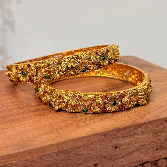 Floral Antique Bangle - 2 Pcs