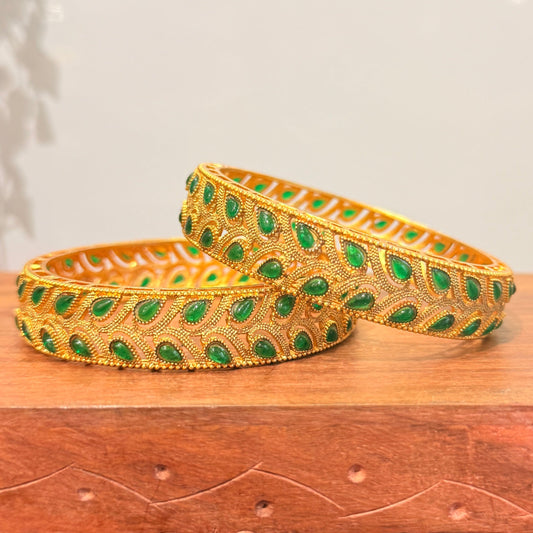 Kaveri Antique Bangle - Green