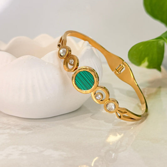 Anti Tarnish Bracelet with Green Dial & Diamonds