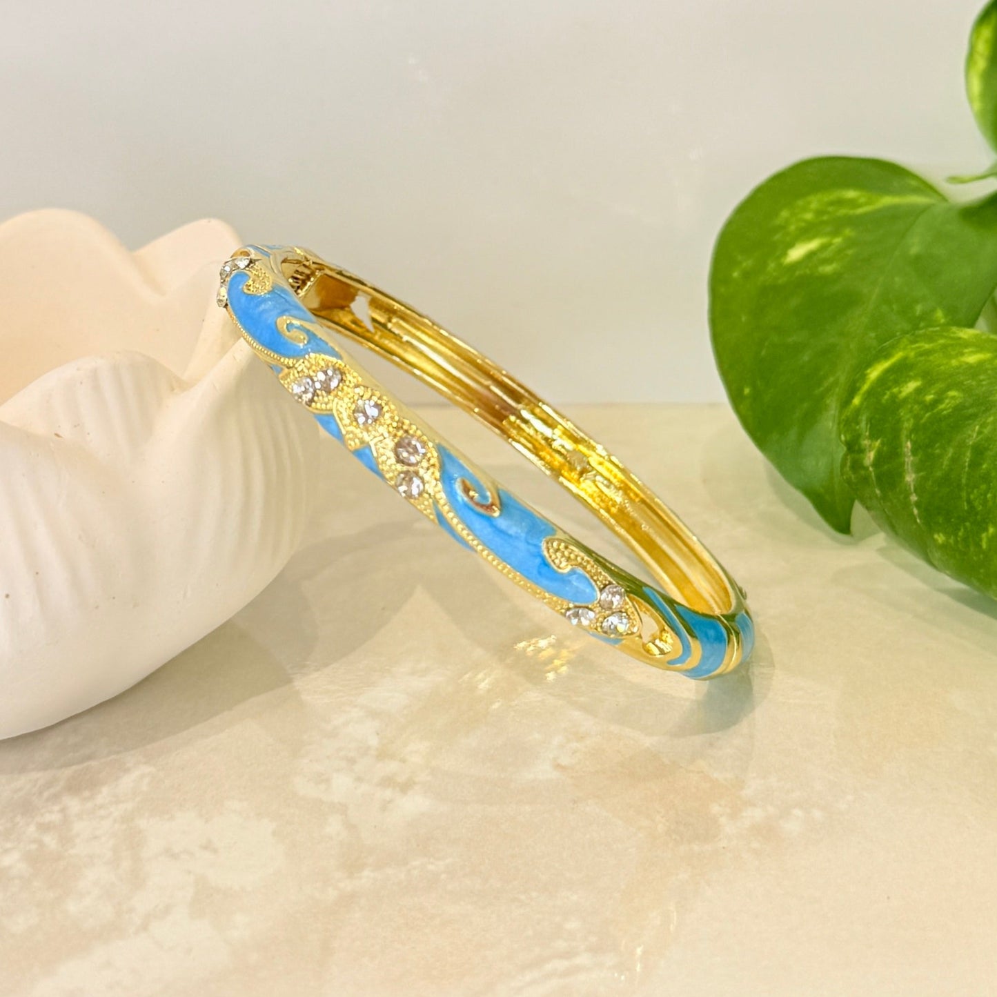 Anvi Enamel Meenakari Kada - Sky Blue