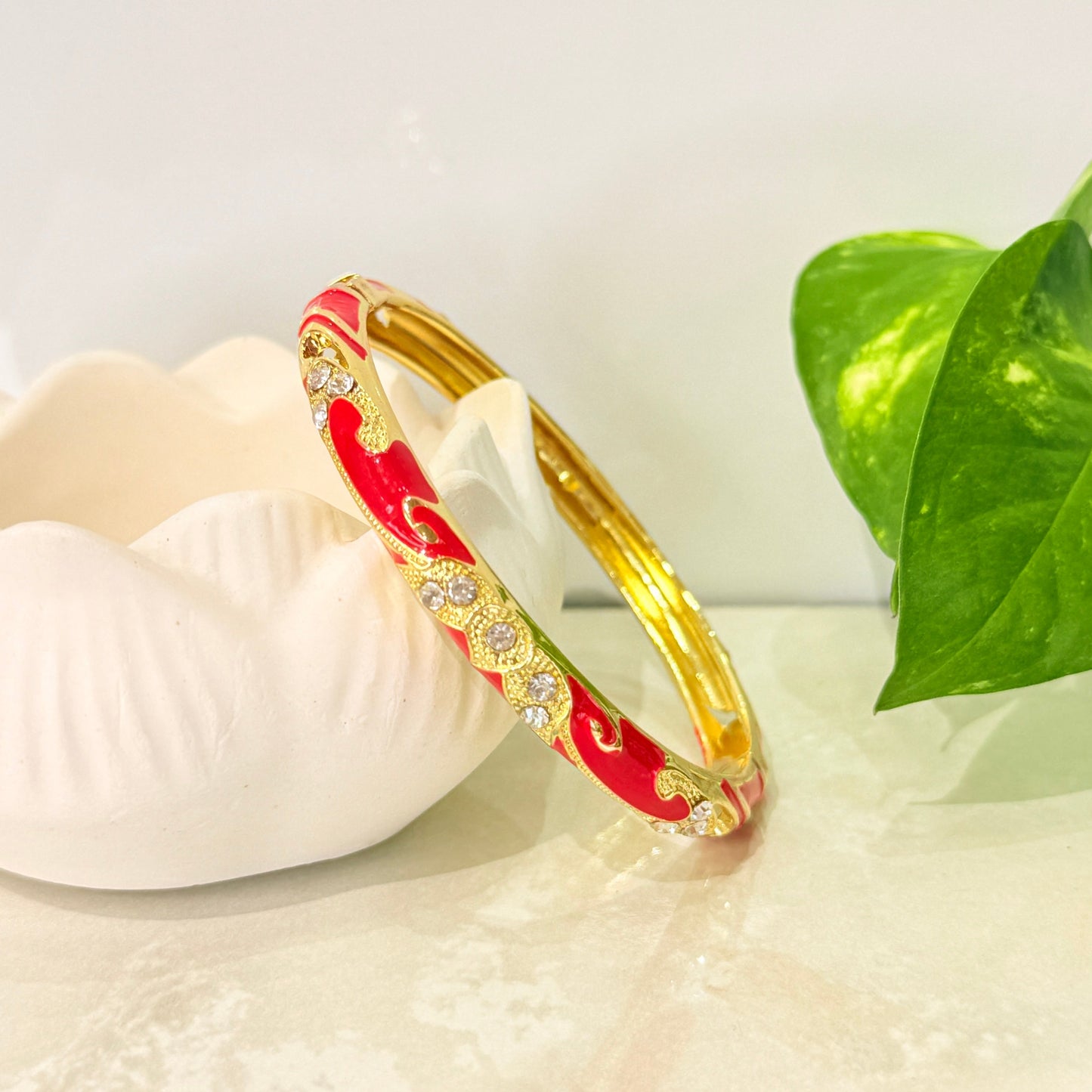 Esha Enamel Meenakari Kada - Red