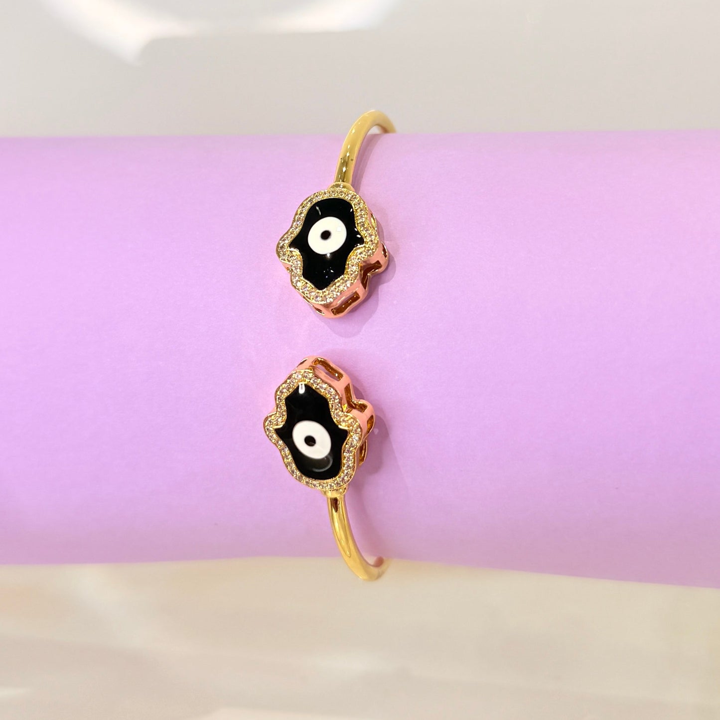 Black Evil Eye With Diamond Anti Tarnish Bracelet