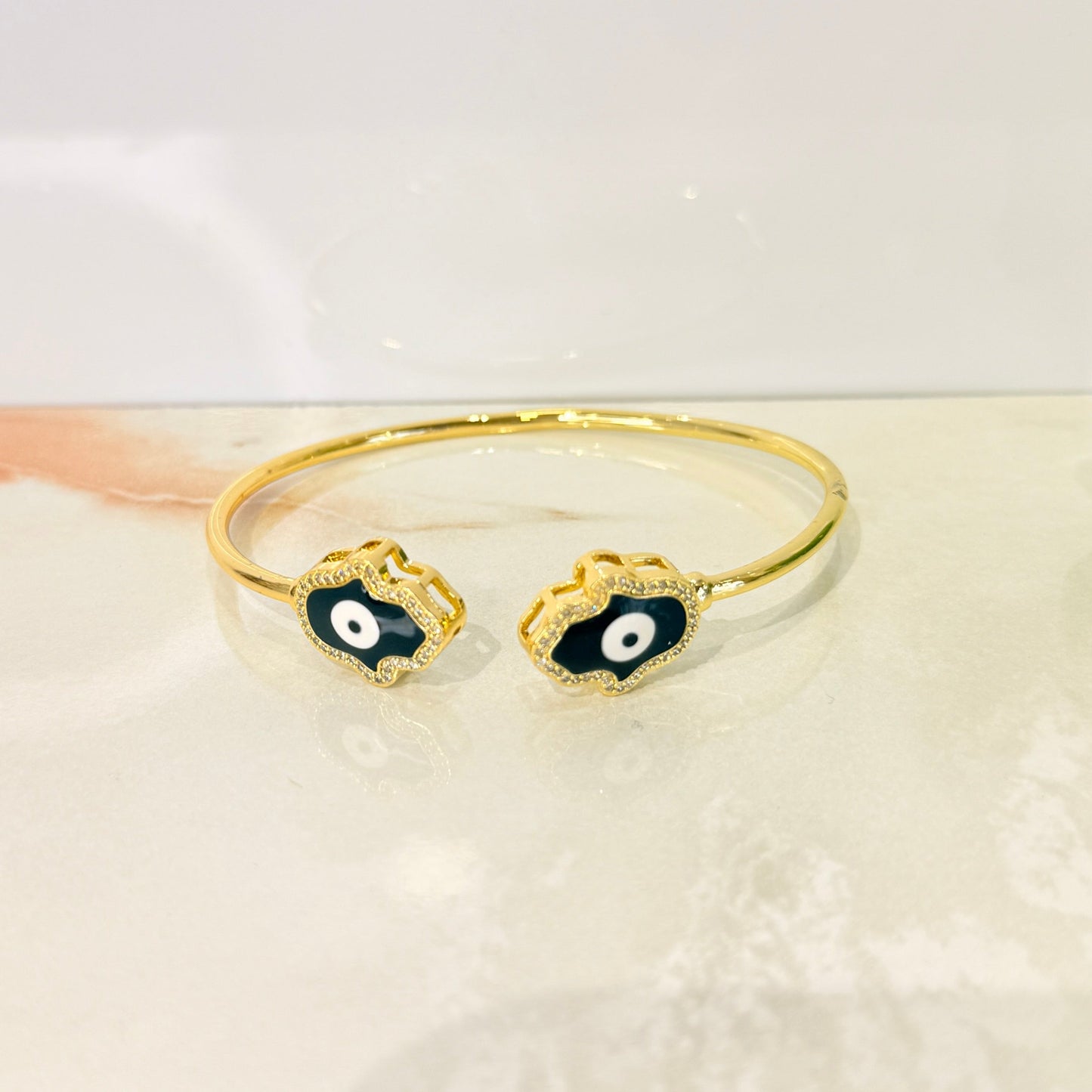 Black Evil Eye With Diamond Anti Tarnish Bracelet
