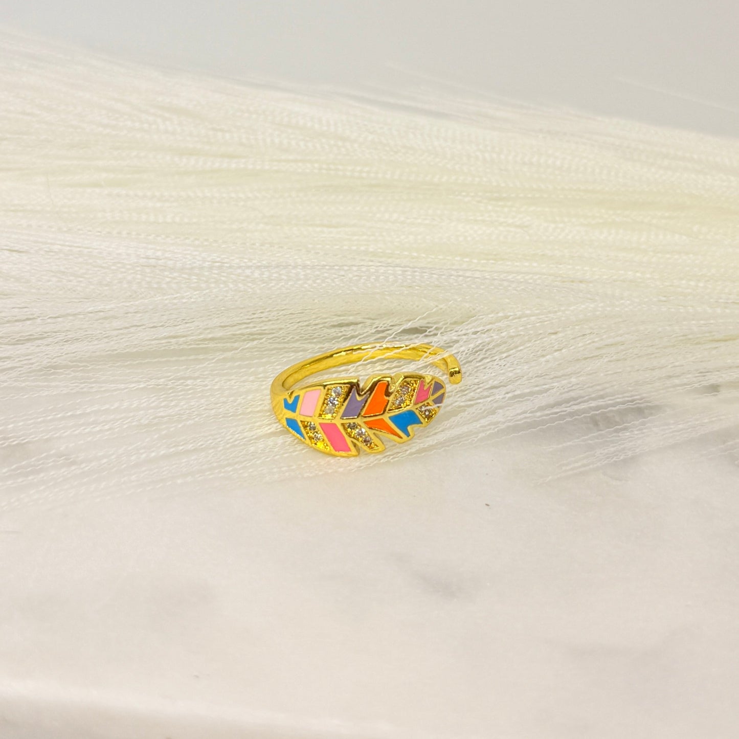 Multicolour Feather Ring