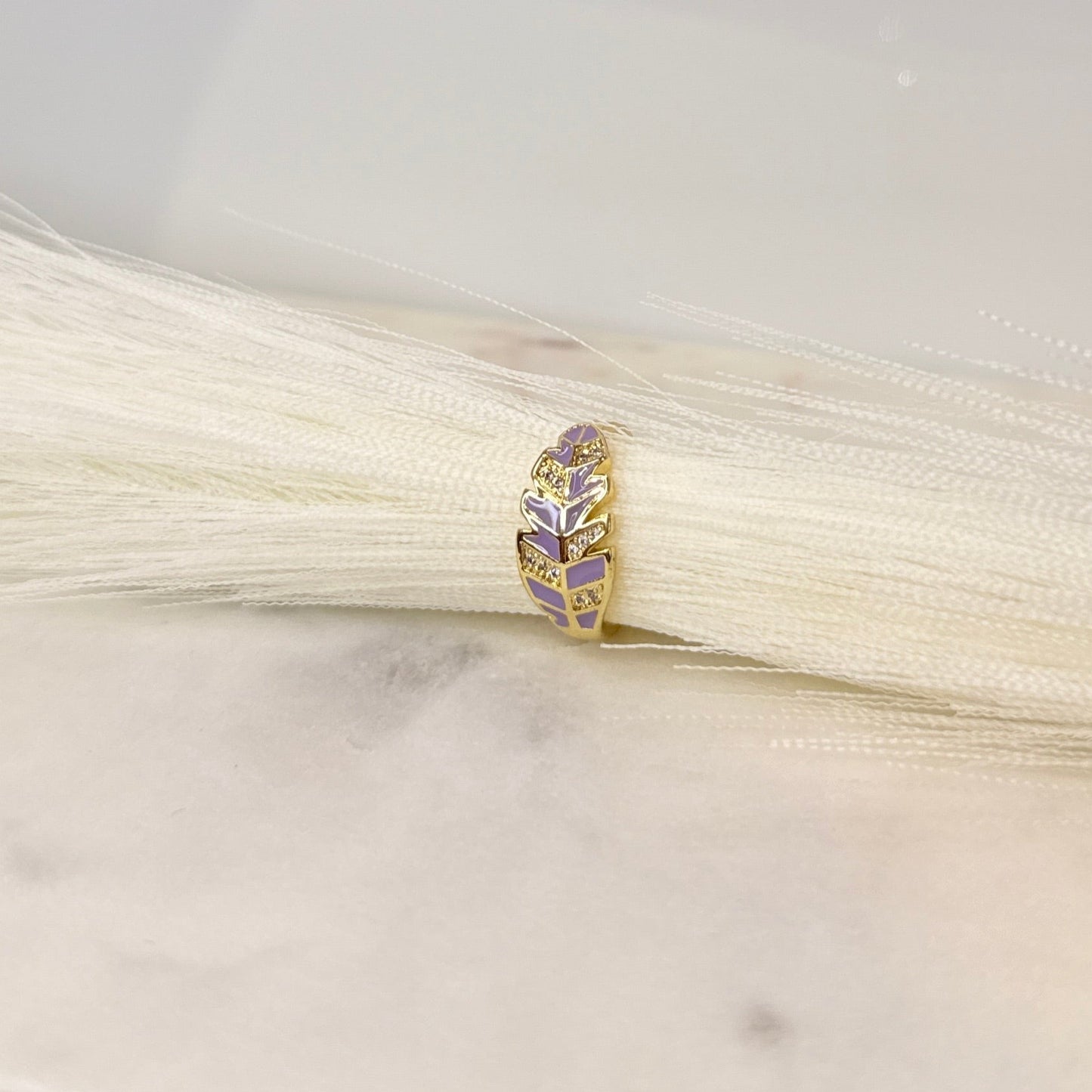 Lilac Feather Ring