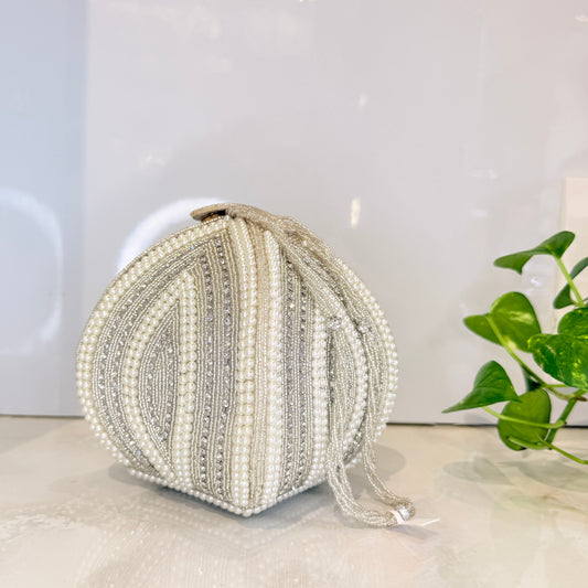 Luna White & Silver Potli