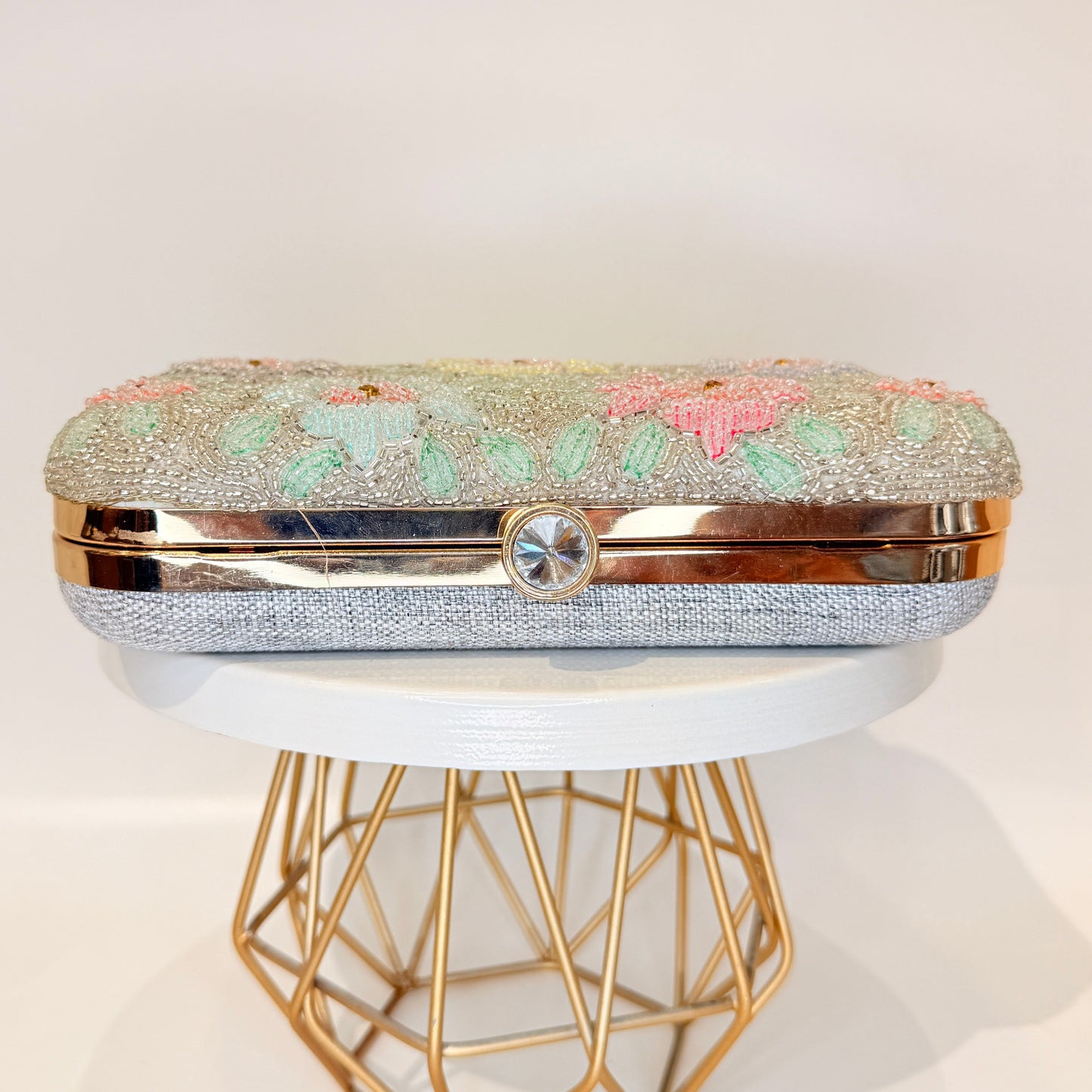 Multicolor Floral Clutch - Silver