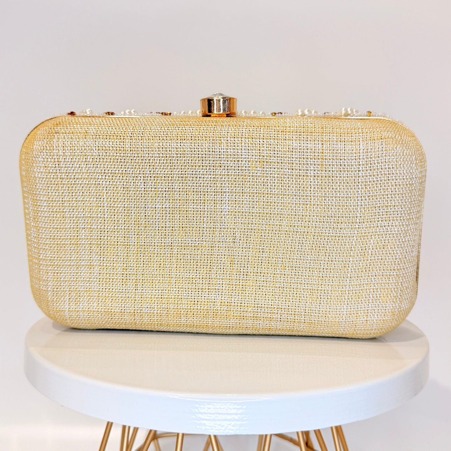 Anara White & Golen Tassel Clutch