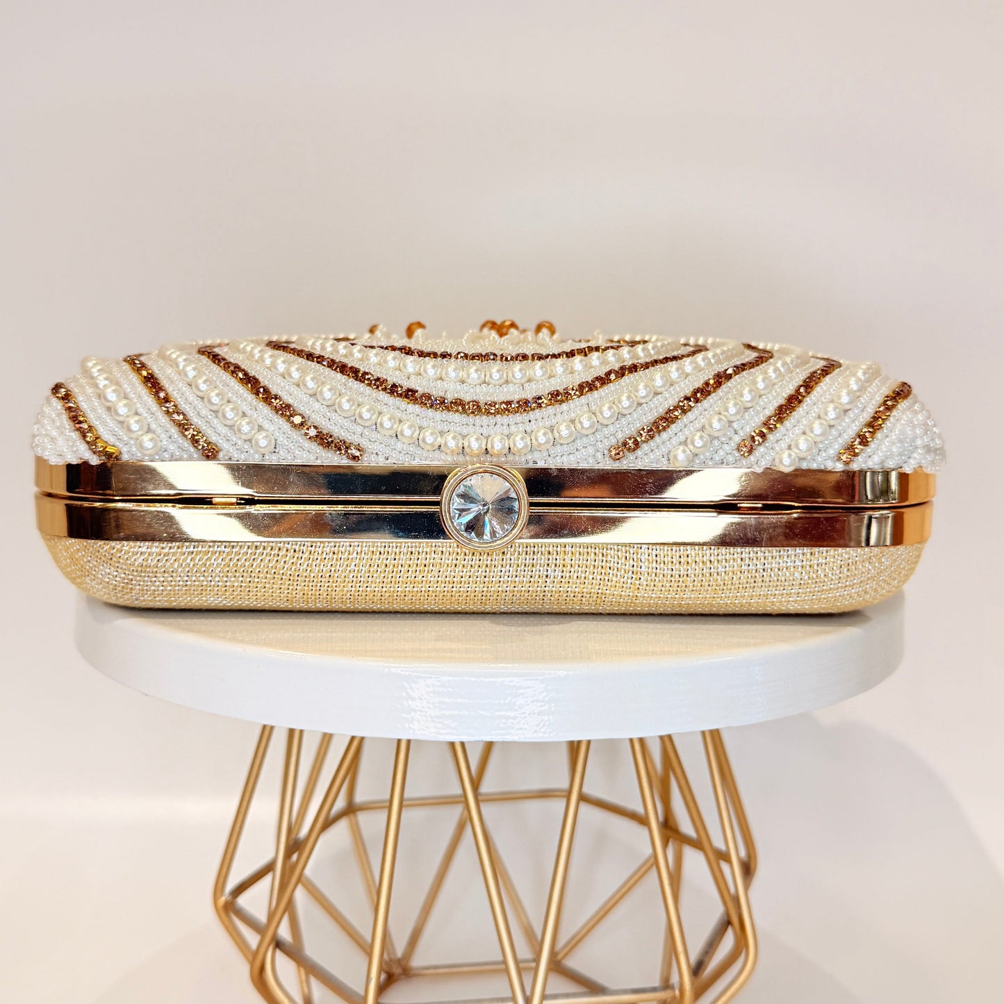 Anara White & Golen Tassel Clutch