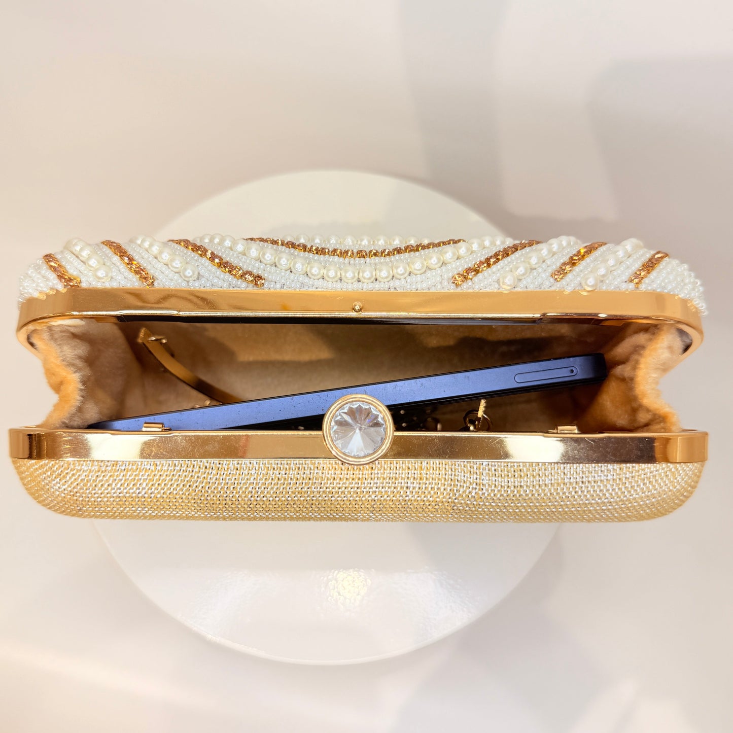 Anara White & Golen Tassel Clutch