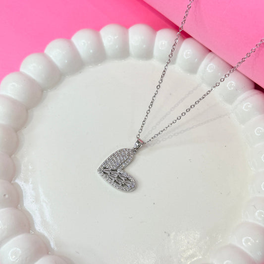 Glimmer Heart Pendant Necklace - Silver
