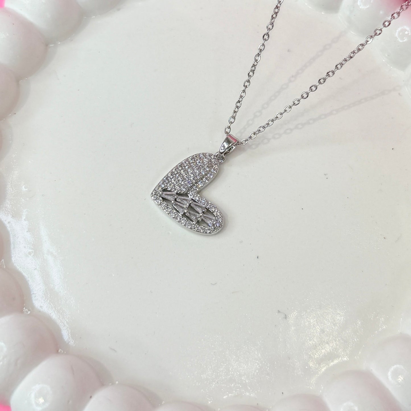 Glimmer Heart Pendant Necklace - Silver