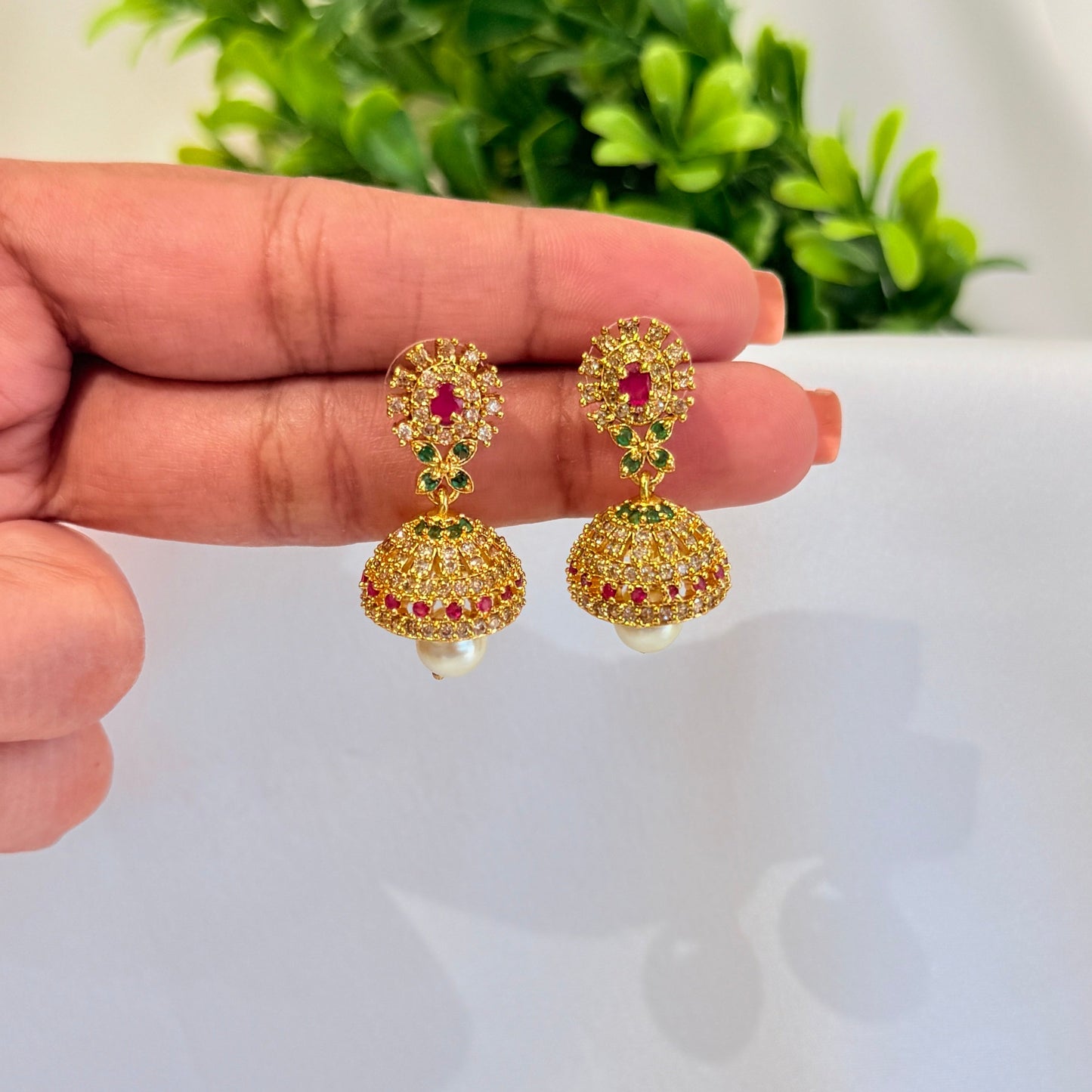 Mini Multicolour Jhumka with Single pearl