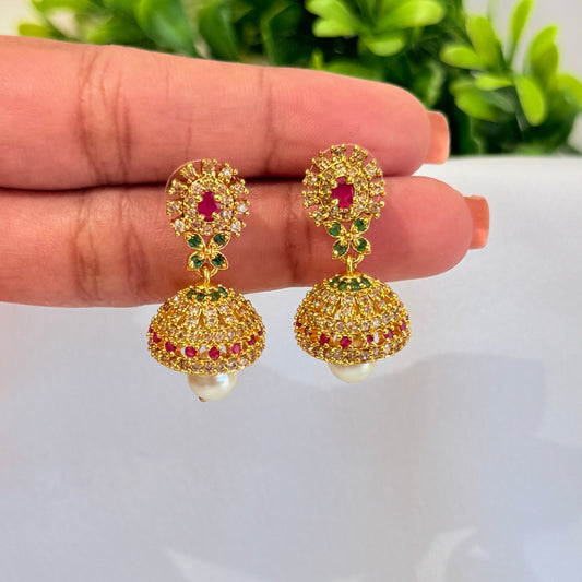 Mini Multicolour Jhumka with Single pearl