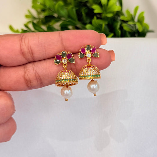 Mayuri Multicolour Jhumka With Single Pearl
