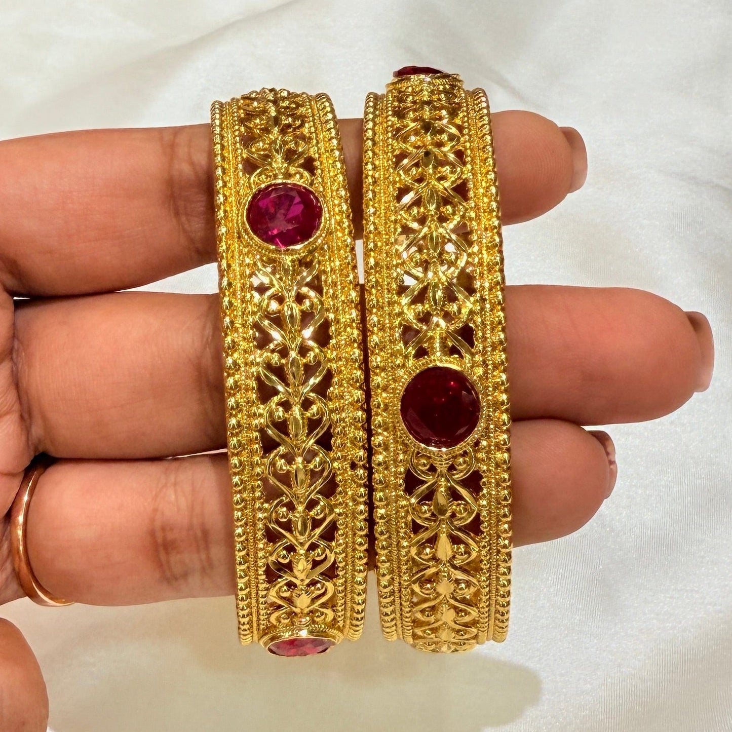 Sanskriti Red stone Golden Bangle GB710