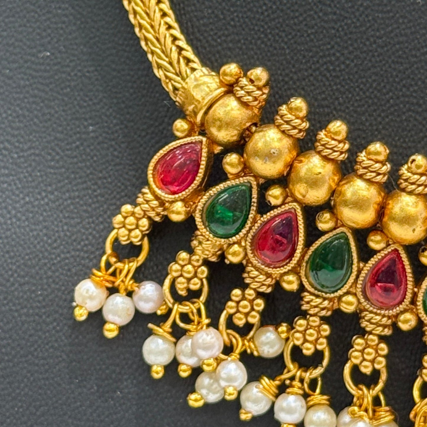 Red & Green Stone Necklace