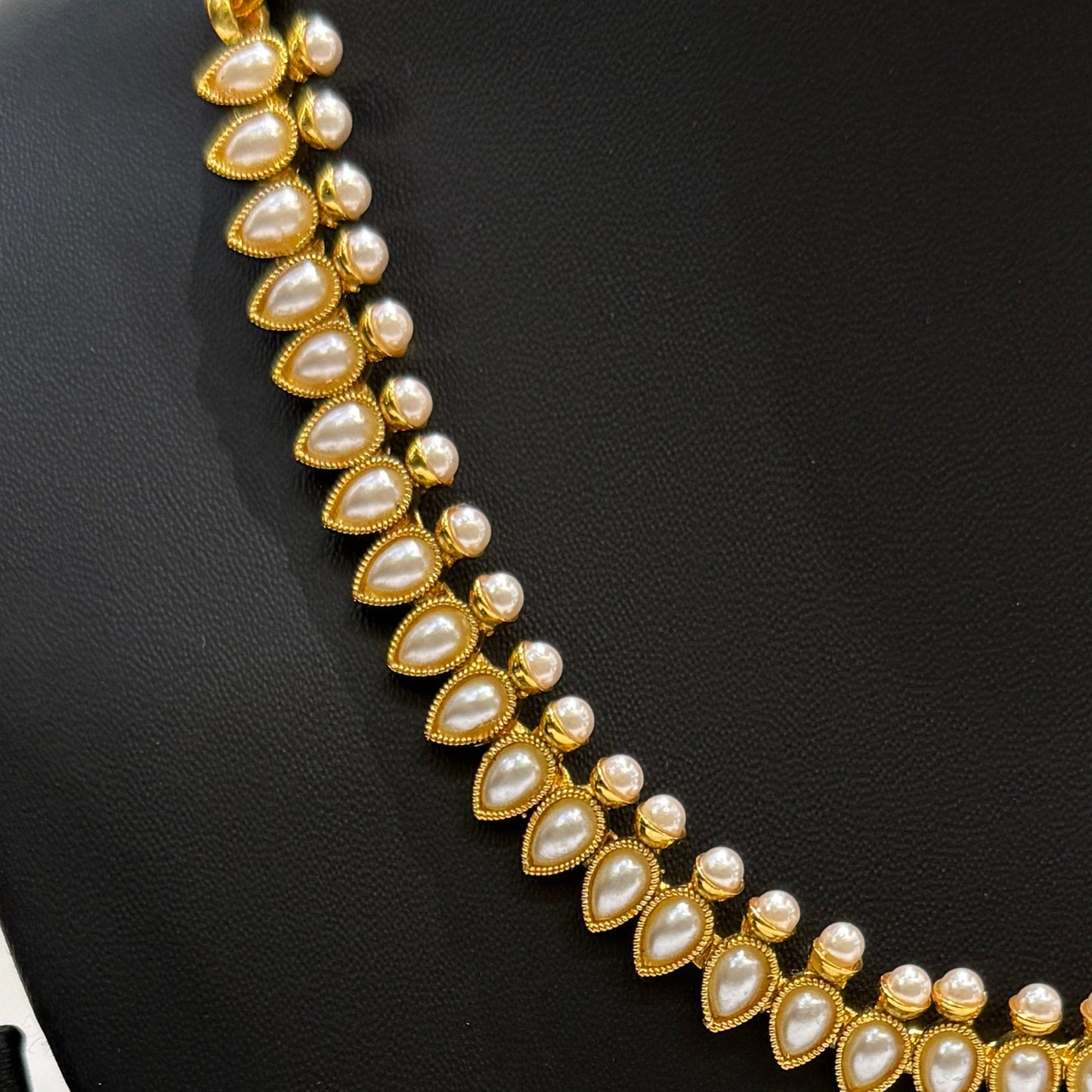 White Pearl Golden Necklace
