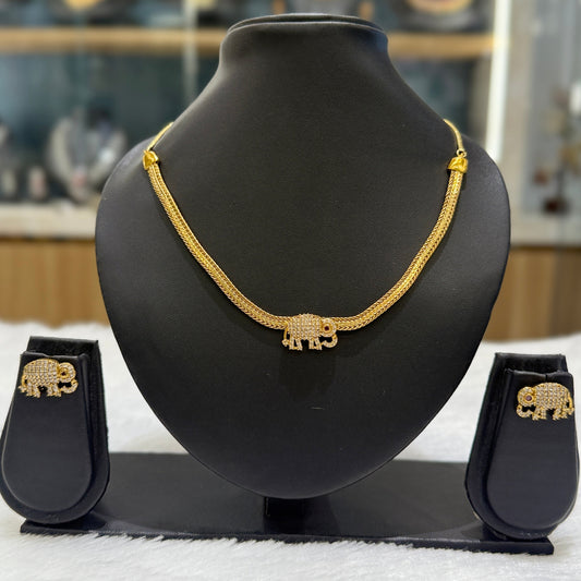 AD Diamond Necklace - Elephant Pendant
