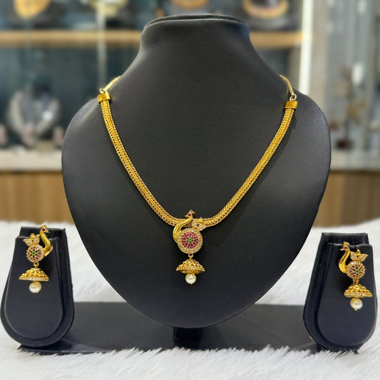 Golden Necklace - Peacock Pendant