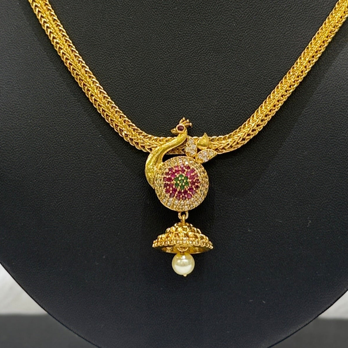 Golden Necklace - Peacock Pendant