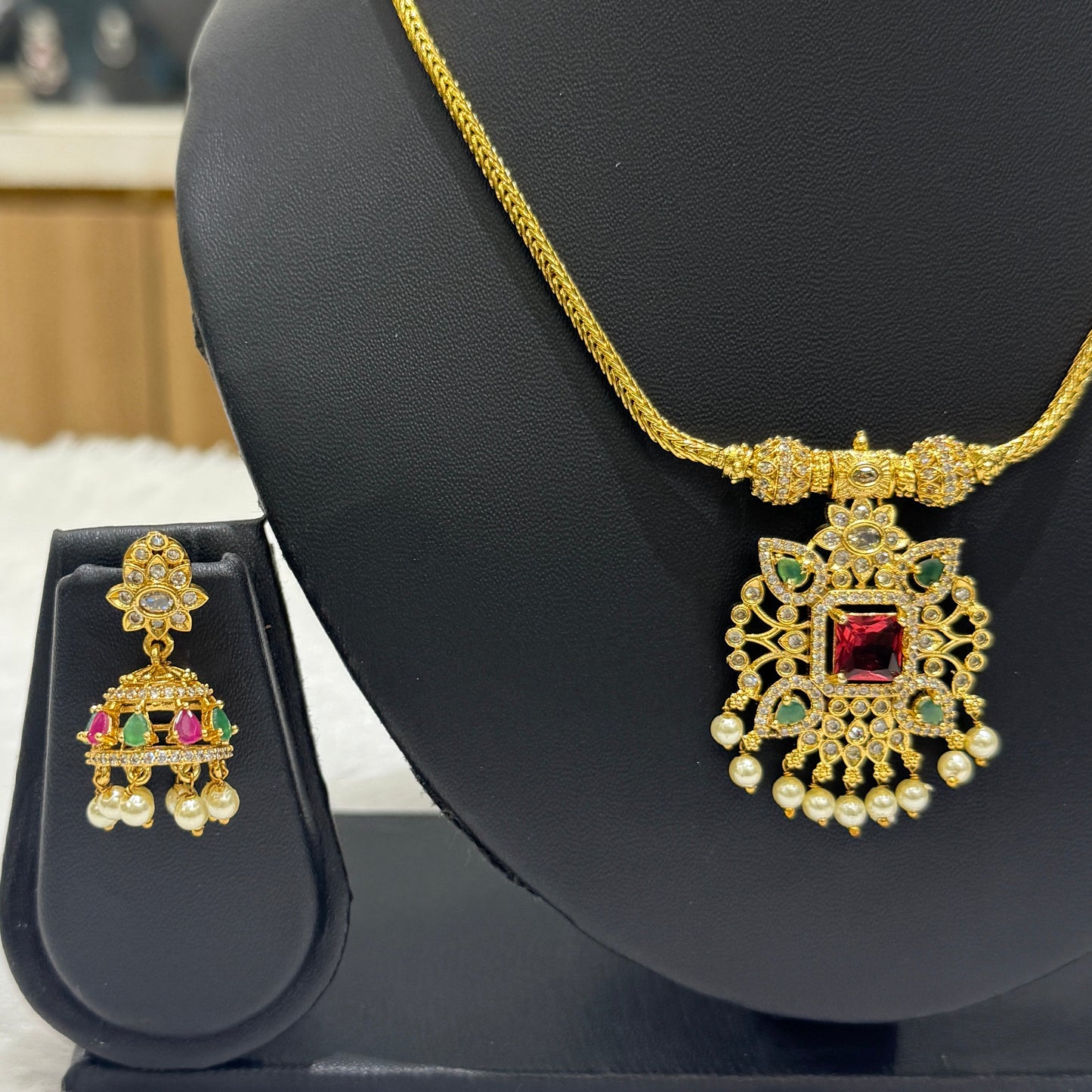 AD Pendant Necklace with Pearls