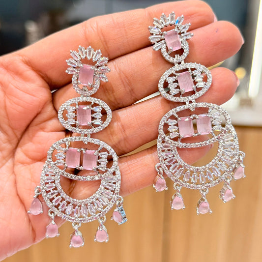 AD Triple Drop Earring - Pink