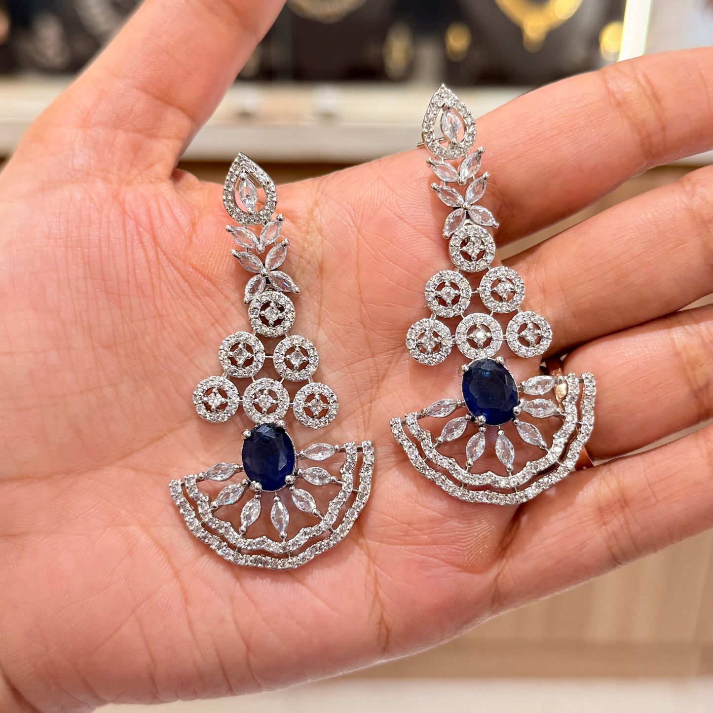 AD Sapphire Swing Earring - Blue
