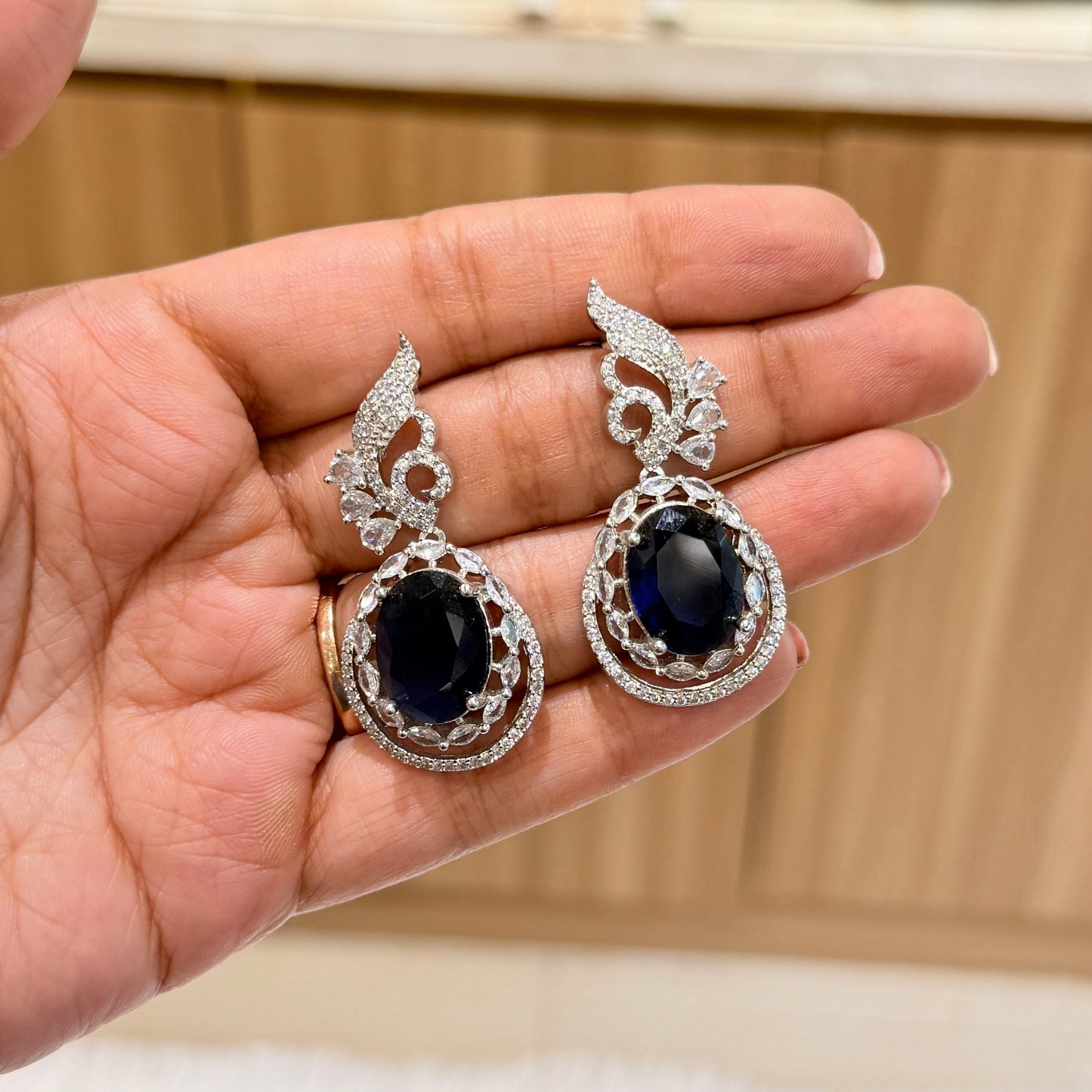 AD Oval Blue Sapphire Earring