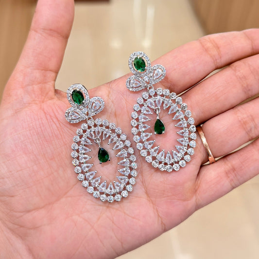 AD Twinkle Oval Earrings - Green