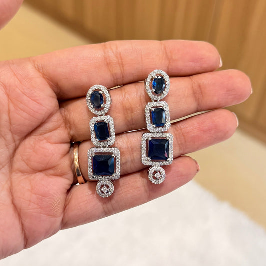 AD Line Drop Earring - Blue