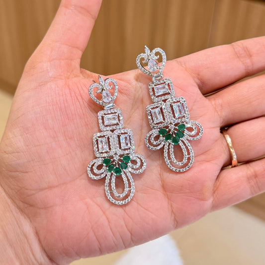 AD Sparkling Spade Earring Green