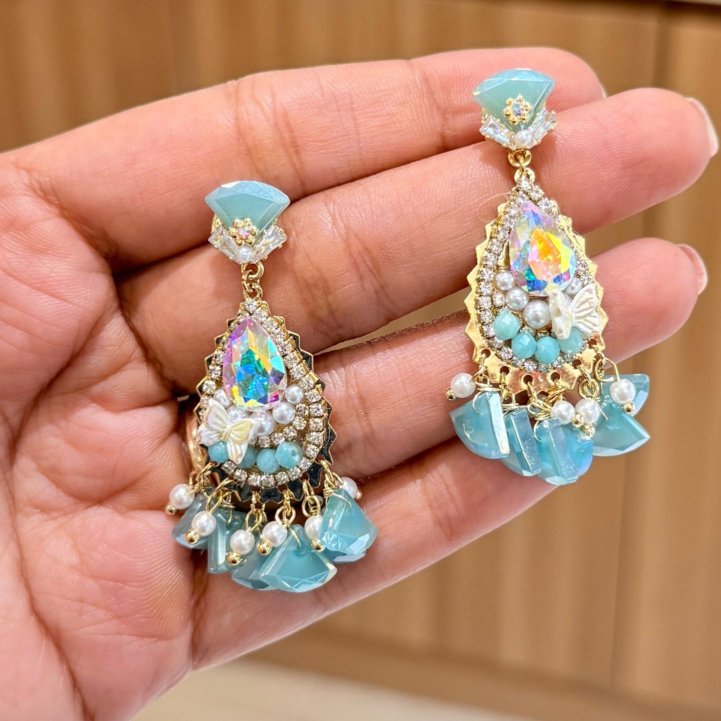 Blue Whisper Pearls Earring