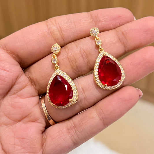 AD Golden Red Tear Drop earring