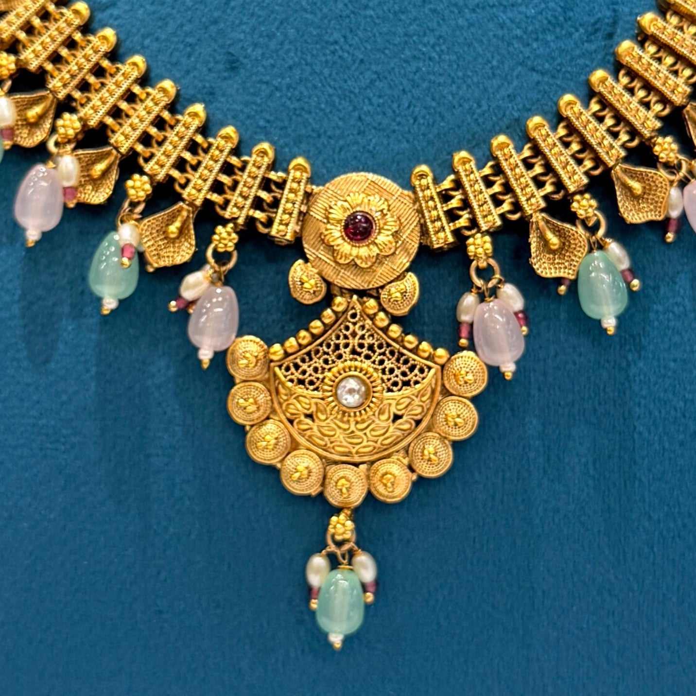 Devyani Pink and Mint Green Necklace