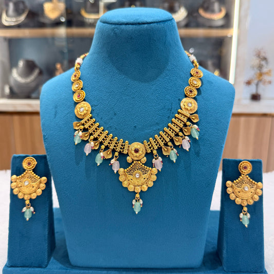 Devyani Pink and Mint Green Necklace