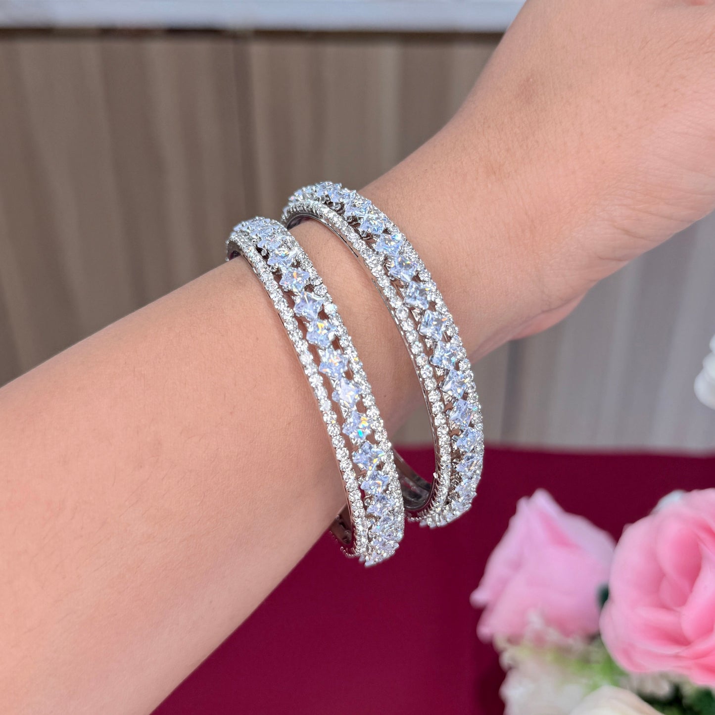 Rihana AD Bangle with Sqaure Stone