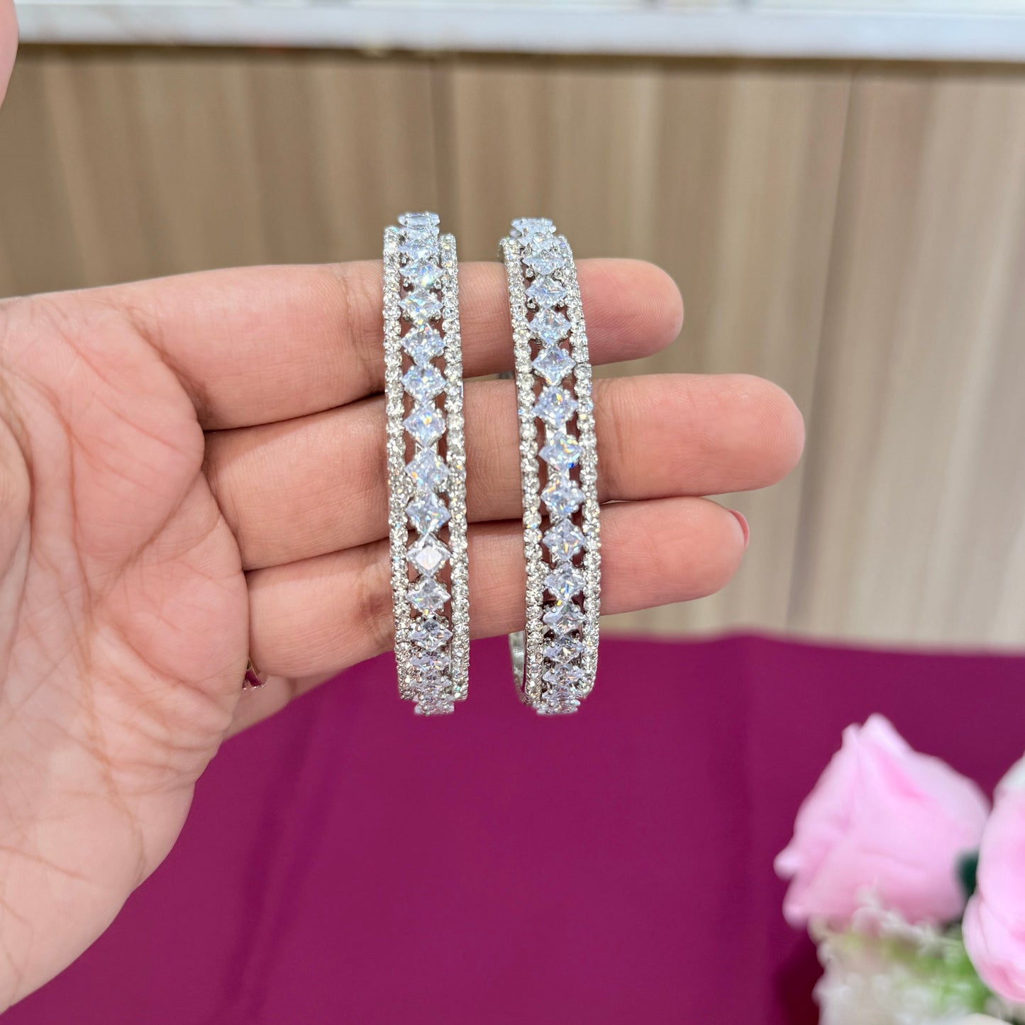 Rihana AD Bangle with Sqaure Stone
