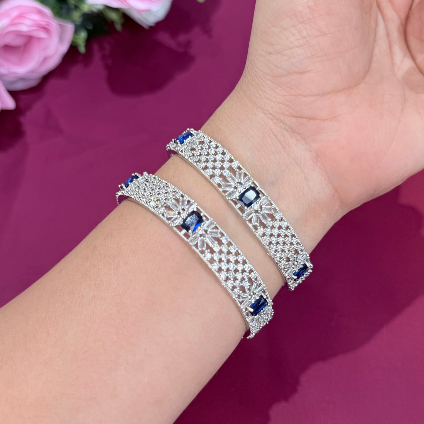 Nilaya AD Bangle With Blue Stone