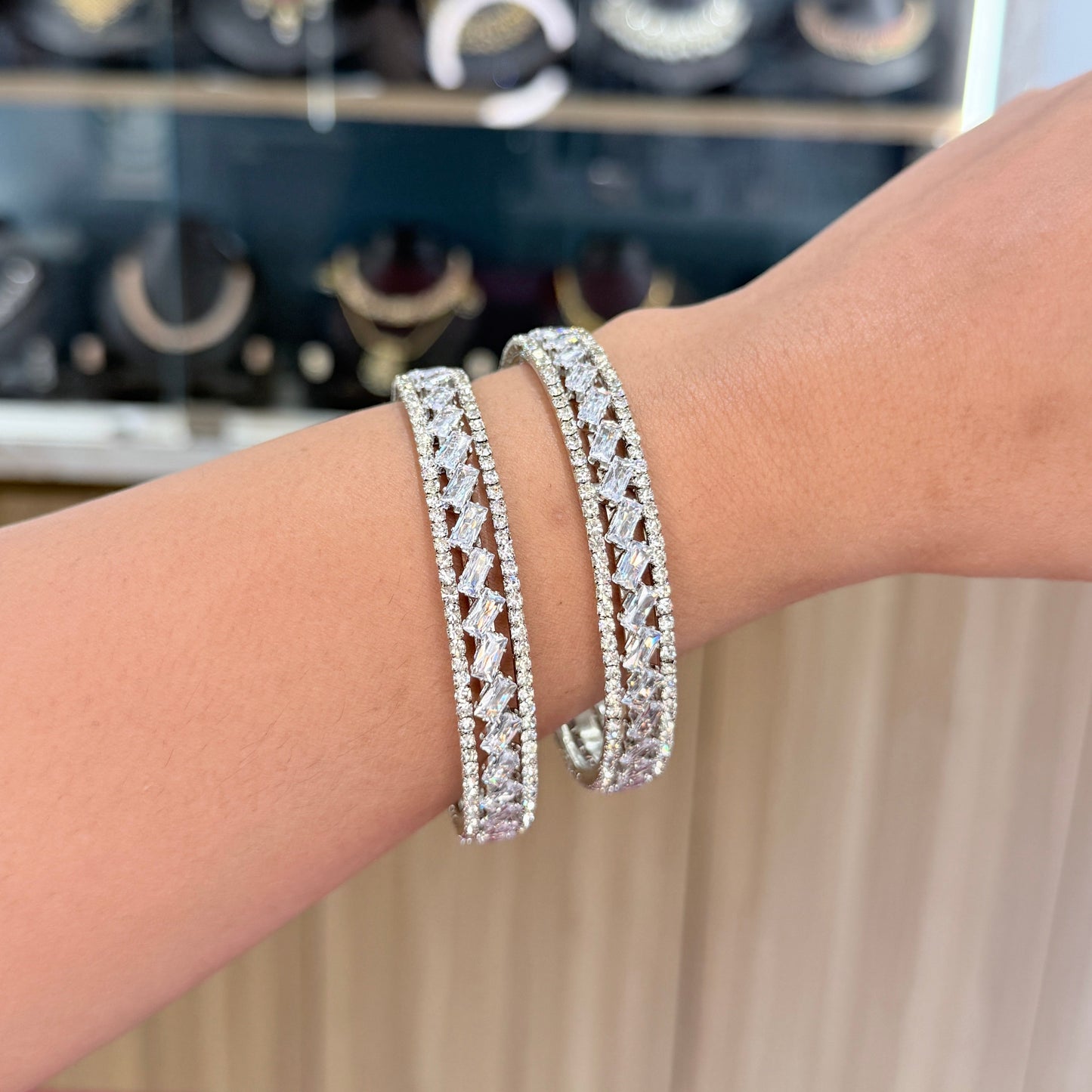 Rihana AD Bangle with Rectangle Stone