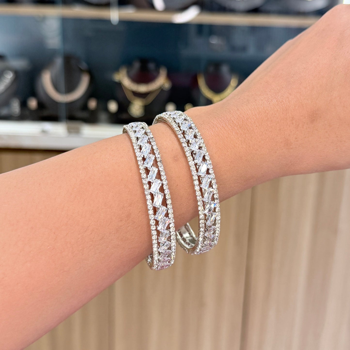 Rihana AD Bangle with Rectangle Stone