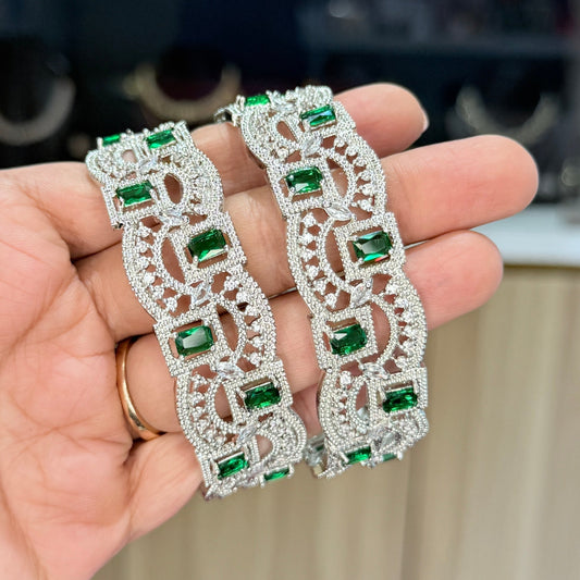 Royal Spark AD Bangle With Green Stone