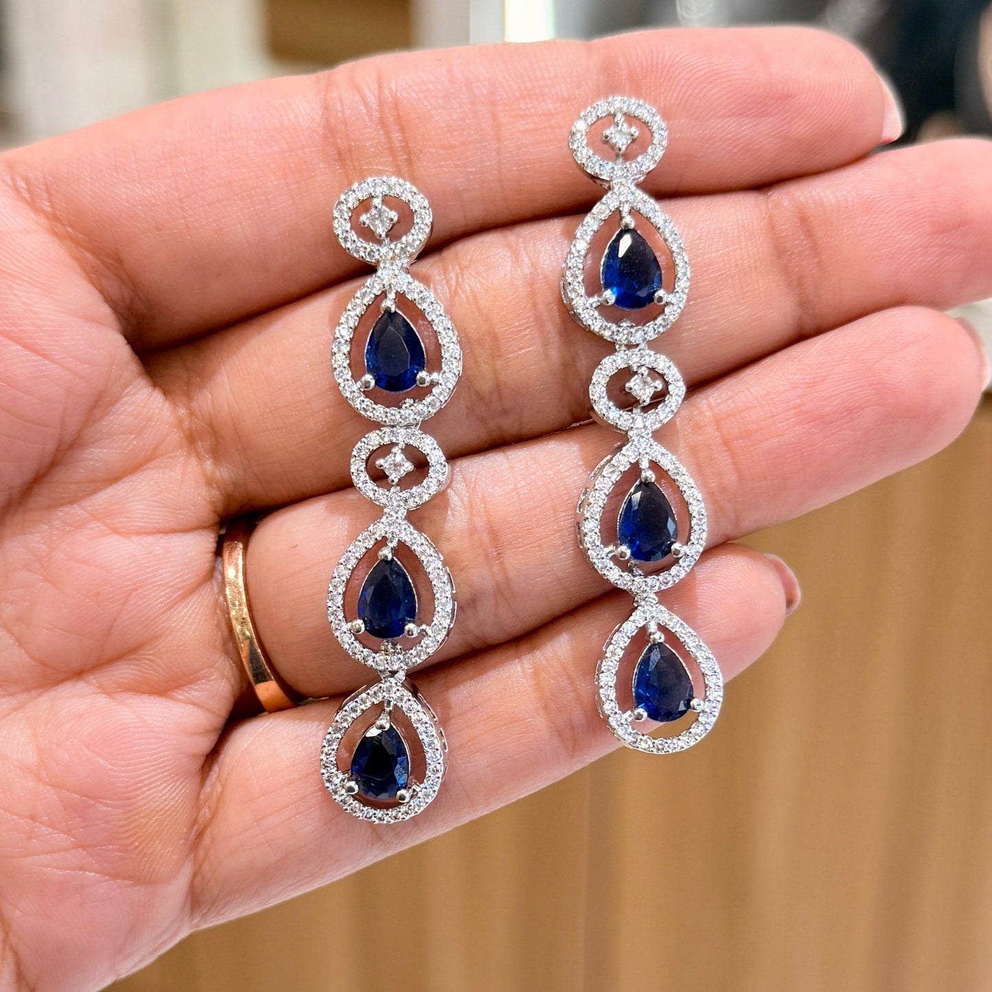 AD Glam Drop Earring - Blue