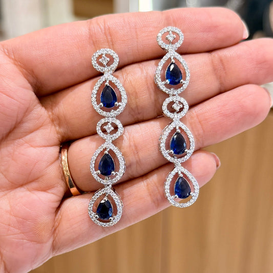 AD Glam Drop Earring - Blue