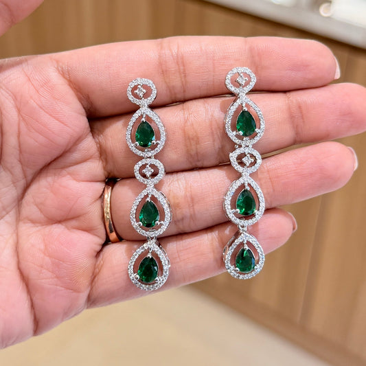 AD Glam Drop Earring - Green