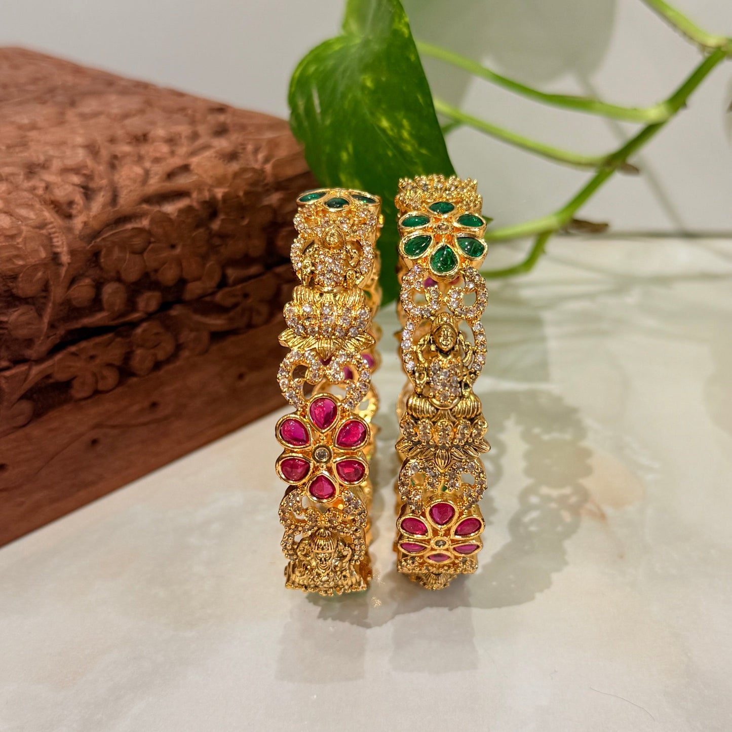 Premium Lakshmi Bangle With Floral Stone