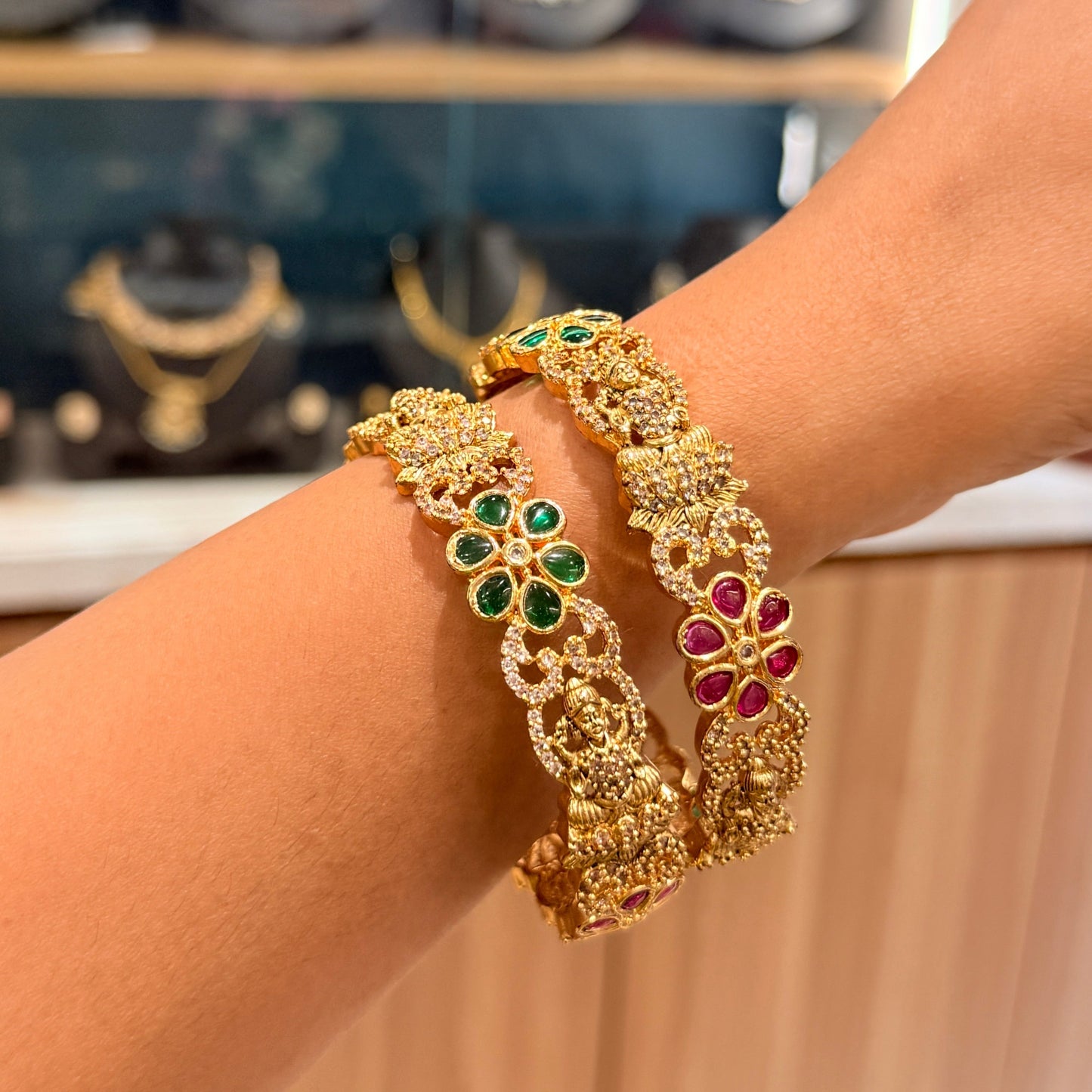 Premium Lakshmi Bangle With Floral Stone